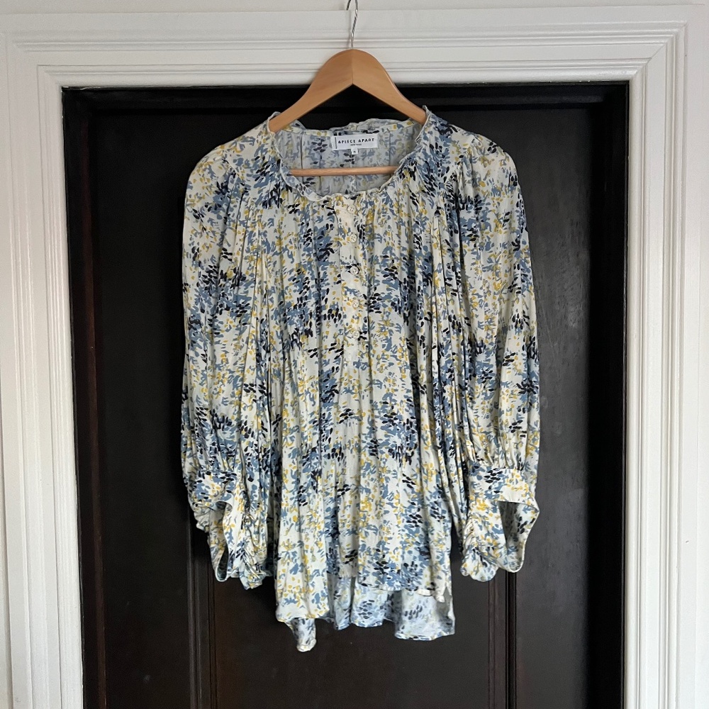 Apiece Apart Floral Balloon Sleeve Top Size 10